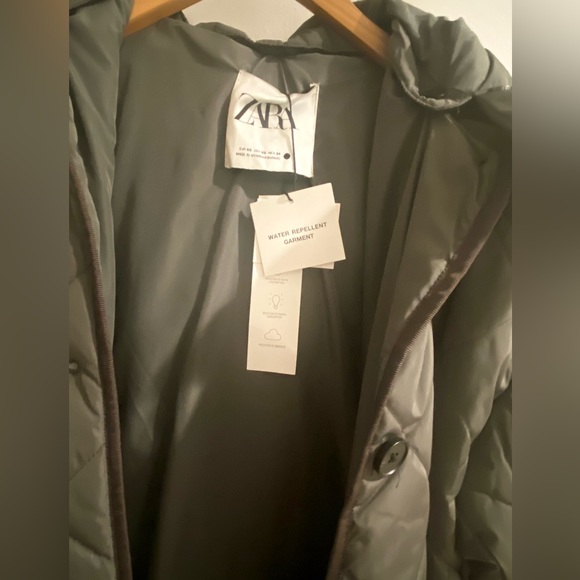 Zara women’s NWT water repellant green/grey coat size XS - Picture 7 of 15